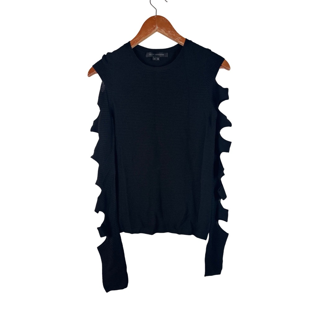 Skull Cashmere Tyrone Slash XS Black Pullover‎ Cutout Sleeve Knit Top Sweater - Picture 2 of 8